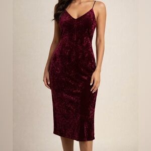 Active USA Velvet Wine Midi Dress